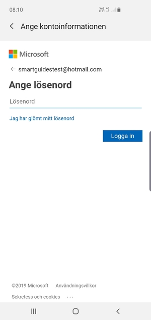 Ange ditt lösenord och välj Logga in