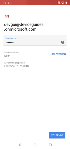 Voer uw wachtwoord in en selecteer VOLGENDE