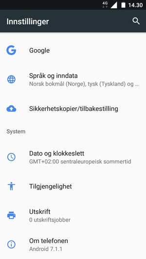 Bla til og velg Om telefonen