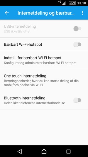 Vælg Indstill. for bærbart Wi-Fi-hotspot