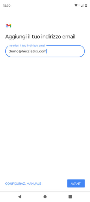 Inserisci il tuo indirizzo email e seleziona AVANTI