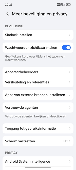 Selecteer Simlock instellen