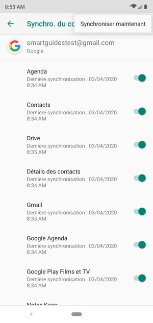 Sélectionnez Synchroniser maintenant