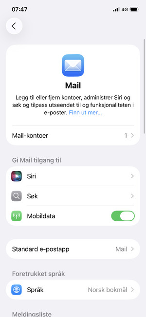 Velg Mail-kontoer