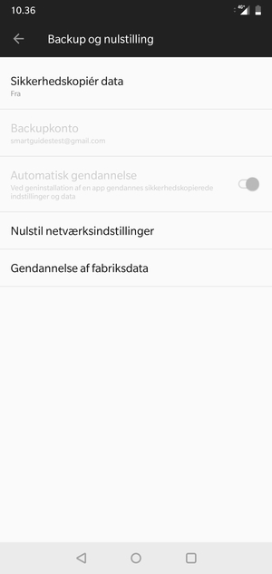 Vælg Sikkerhedskopiér data
