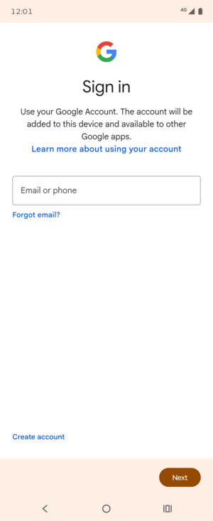 Enter your Gmail address and select Next
