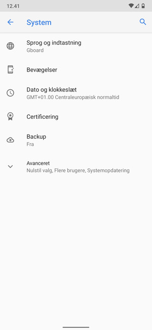 Vælg Backup