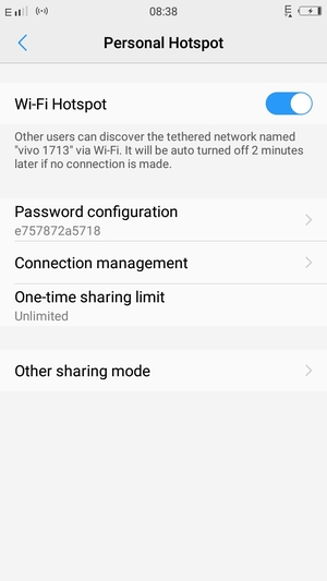 Your phone is now set up for use as a modem