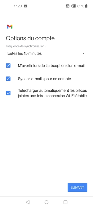 Sélectionnez SUIVANT