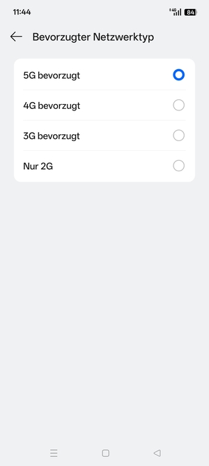 Wählen Sie die gewünschte Option