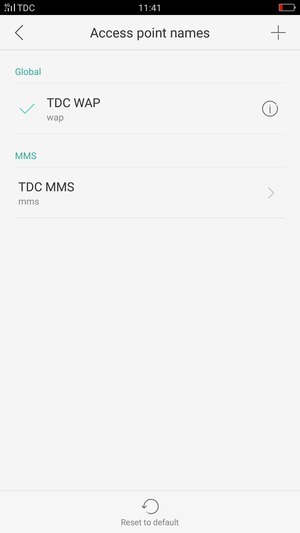 Select Reset to default