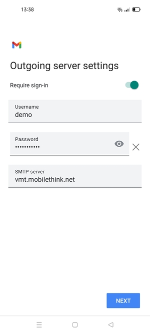 Enter  Outgoing server address
