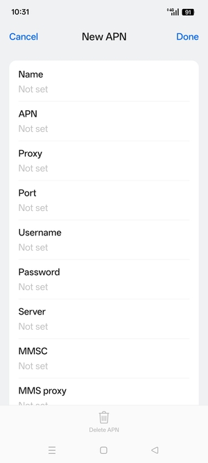 Enter Internet information
