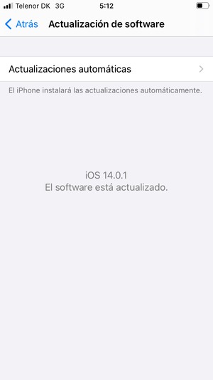 Si su iPhone está actualizado, verá la siguiente pantalla.