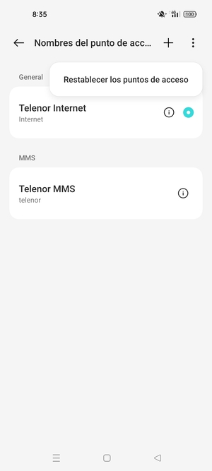 Seleccione Restablecer los puntos de acceso