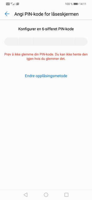 Velg Endre opplåsingsmetode