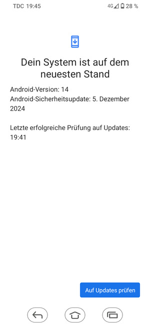 Falls Ihr Handy aktualisiert ist, wird Ihnen der folgende Bildschirm angezeigt
