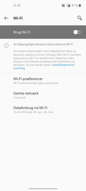 Aktiver Brug Wi-Fi