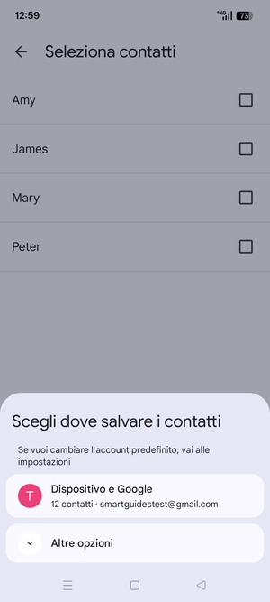 Seleziona Dispositivo e Google