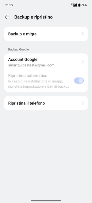 Seleziona Account Google