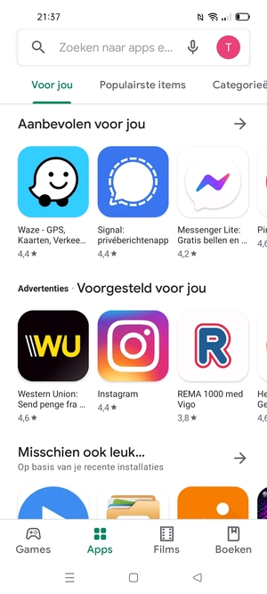 Selecteer de zoekbalk
