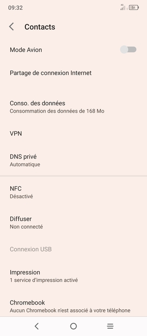 Sélectionnez Partage de connexion Internet