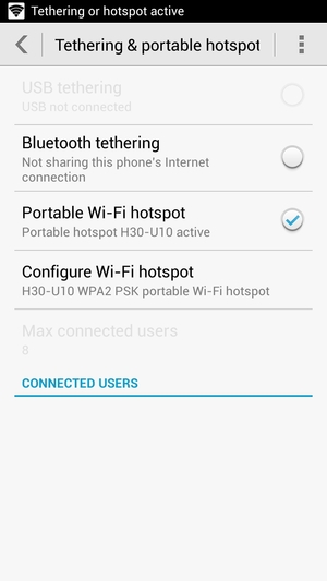 Your phone is now set up for use as a modem