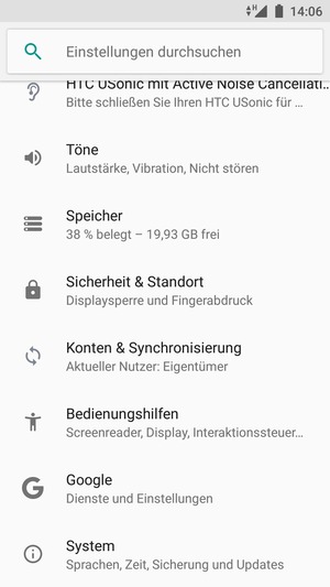 Scrollen Sie und wählen Sie System