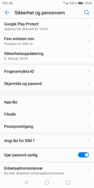 Velg Angi lås for SIM