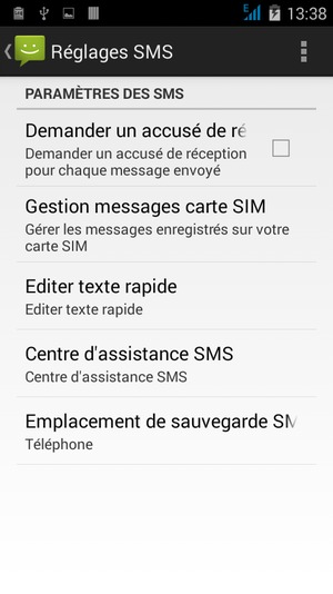 Sélectionnez Centre d'assistance SMS