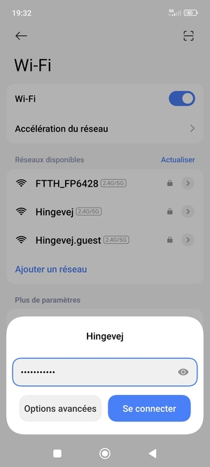 Saisissez le mot de passe du Wi-Fi et sélectionnez Se connecter
