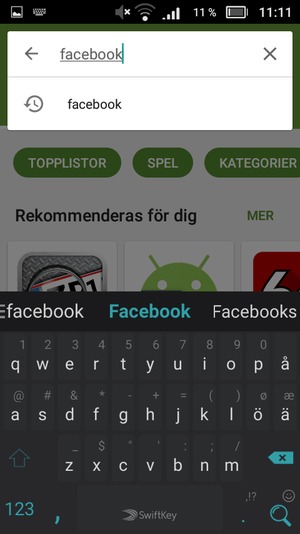 Ange app-namnet och välj Sök