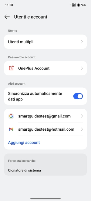 Seleziona il tuo account Google