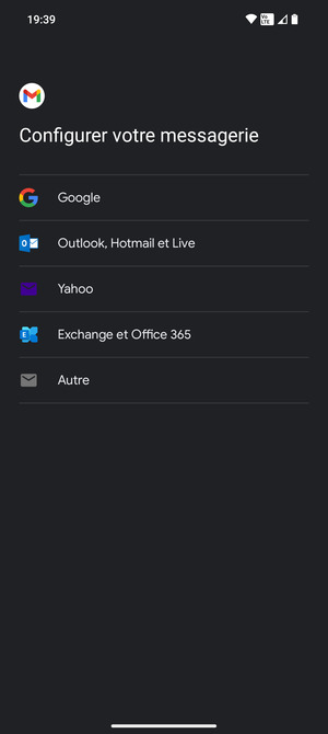 Sélectionnez Outlook, Hotmail et Live
