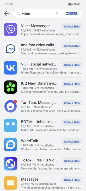 Selecteer de app