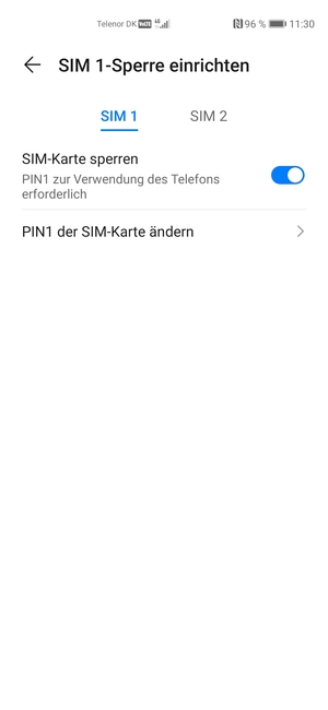 Wählen Sie SIM 1 oder SIM 2 und wählen Sie PIN der SIM-Karte ändern