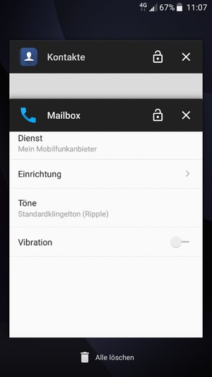 Wählen Sie Alle löschen, um alle laufende Apps zu schließen