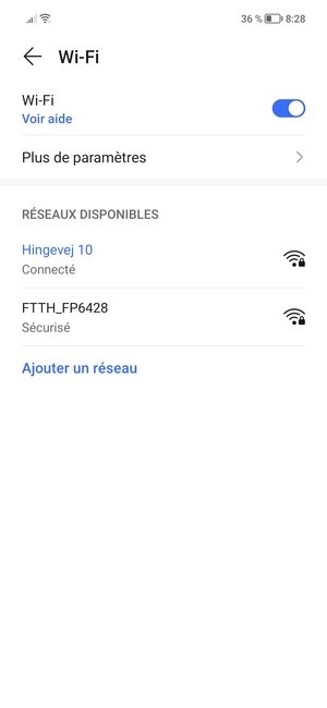 Vous êtes maintenant connecté au réseau Wi-Fi