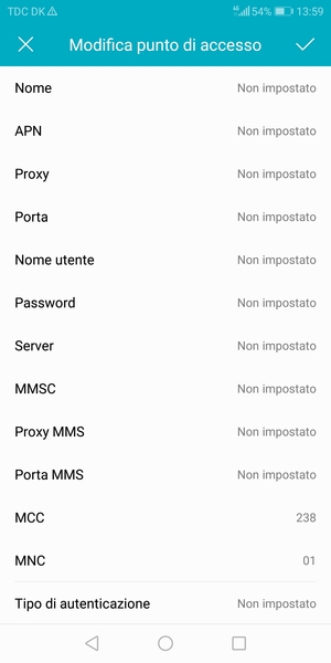 Inserisci informazioni MMS