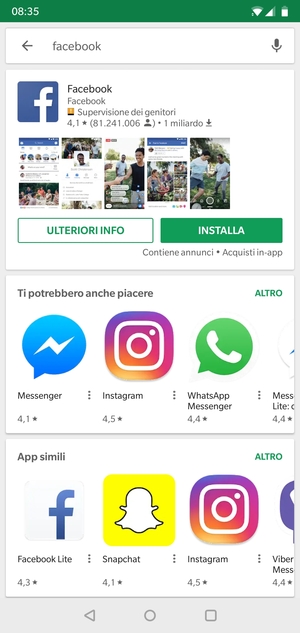 Seleziona l'applicazione