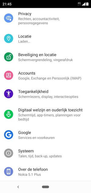 Scroll naar en selecteer Beveiliging en locatie