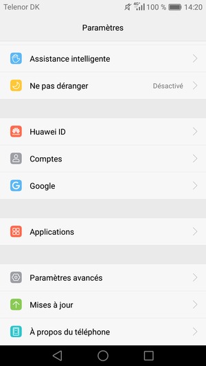 Faites défiler et sélectionnez Paramètres avancés