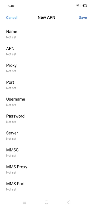 Enter Internet information