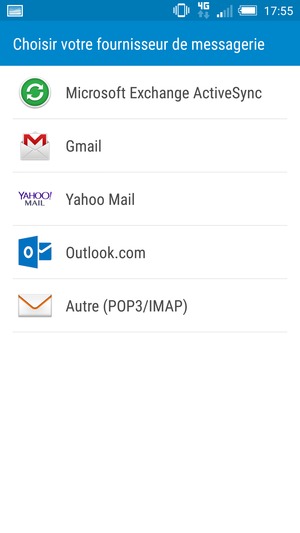 Sélectionnez Gmail ou Outlook.com (Hotmail)