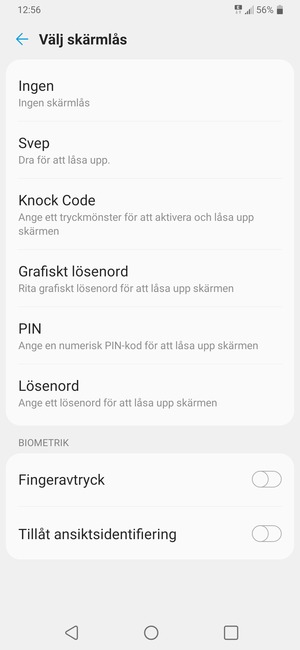 Välj Grafiskt lösenord