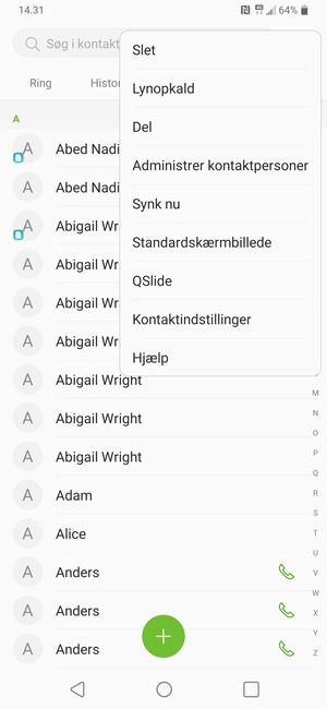 Vælg Administrer kontaktpersoner