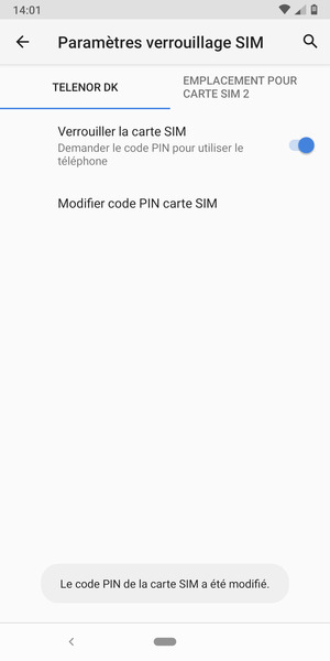 Votre code PIN de la carte SIM a été modifié