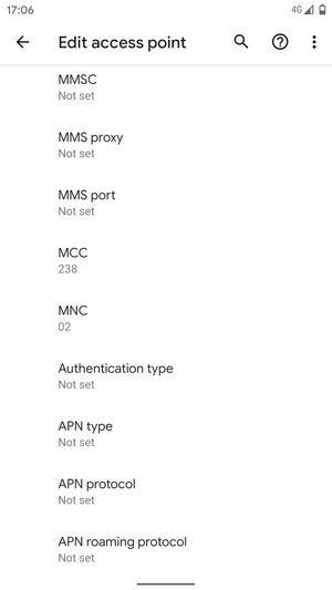 Scroll down and enter MMS information
