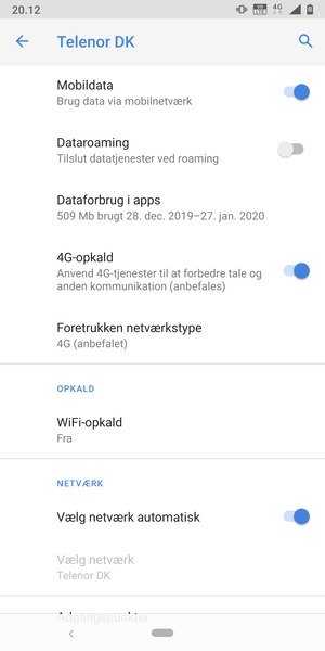 Slå Vælg netværk automatisk fra