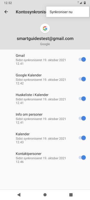 Vælg Synkroniser nu